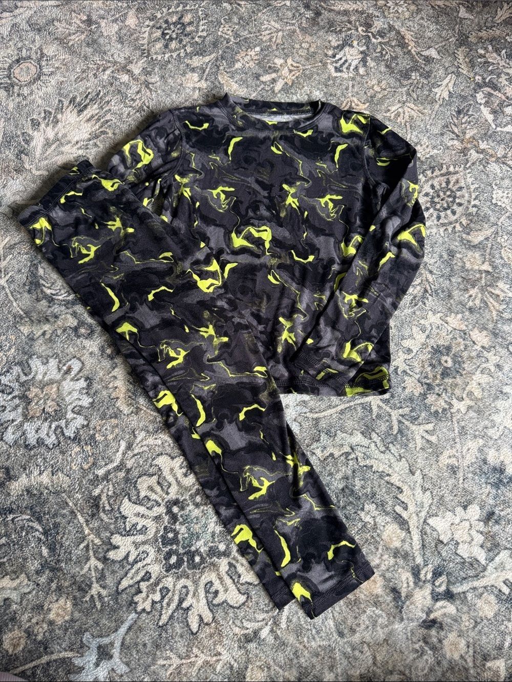 Athletic Works Black and Neon Green Camo Active Set